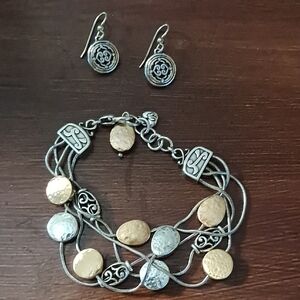 Brighton Silver and Gold Bracelet with Intricate Swirls